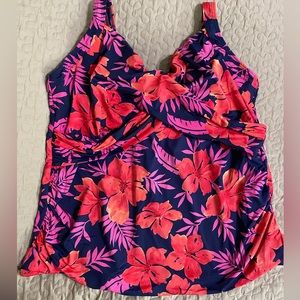 Women's Plus Chlorine Resist V-Neck Wrap Underwire Tankini Top Adjustable Straps